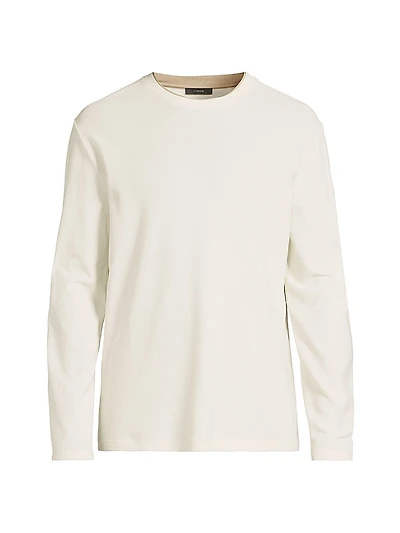 Microwaffle Cotton Crewneck Top