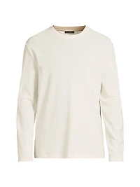 Microwaffle Cotton Crewneck Top