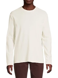 Microwaffle Cotton Crewneck Top