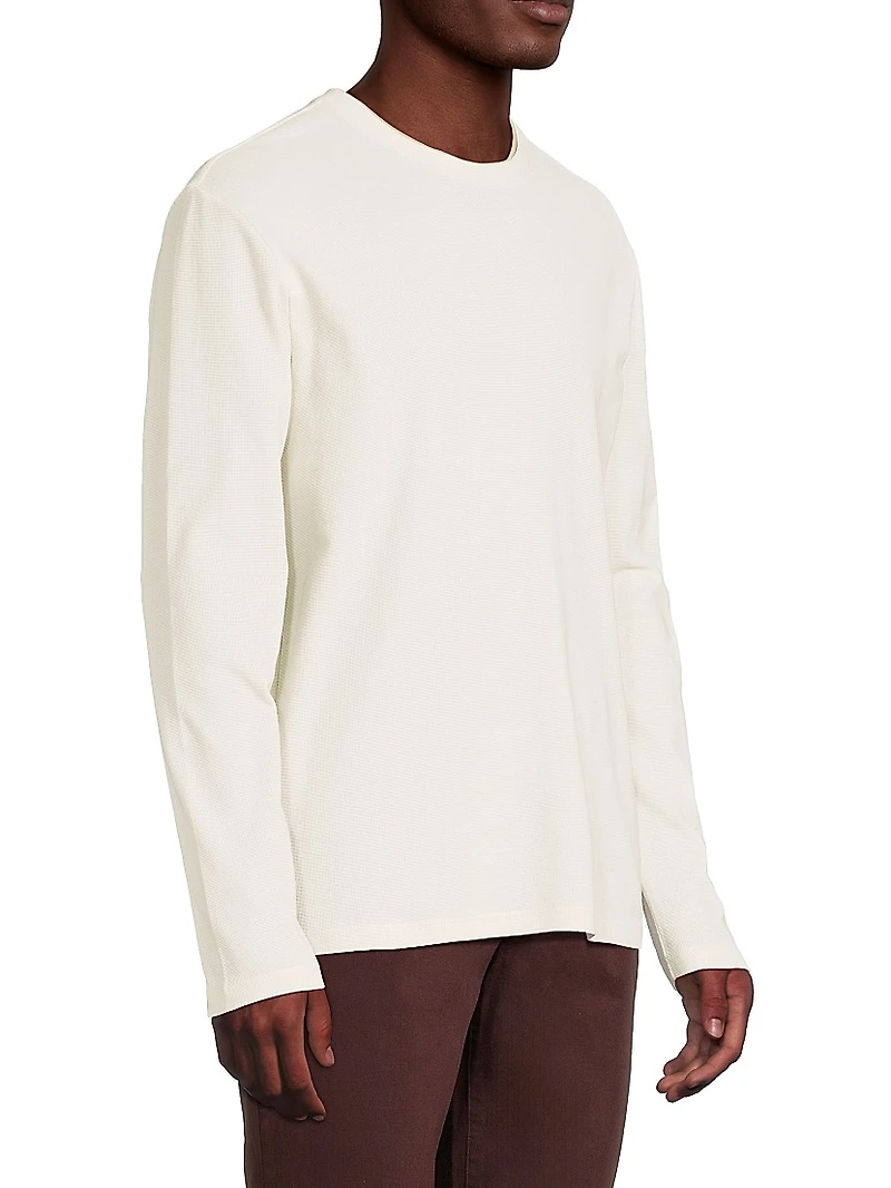 Microwaffle Cotton Crewneck Top