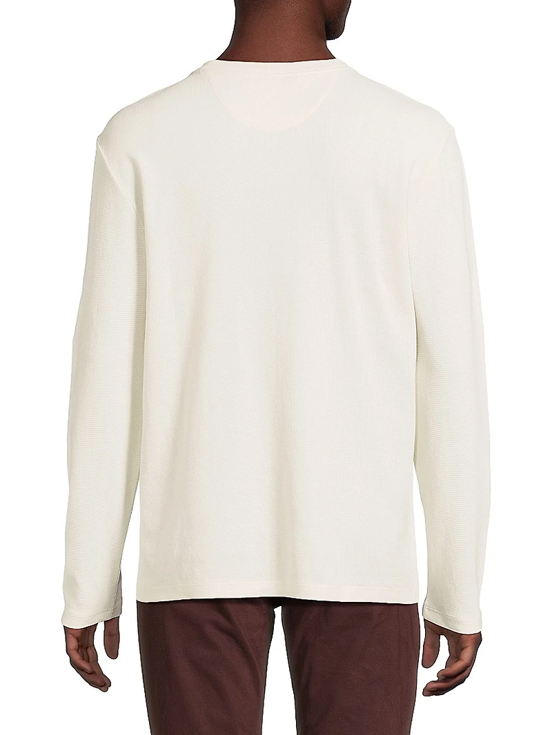 Microwaffle Cotton Crewneck Top
