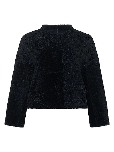 Reversible Collarless New Zealand Shearling Lamb Jacket