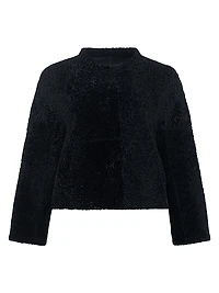 Reversible Collarless New Zealand Shearling Lamb Jacket