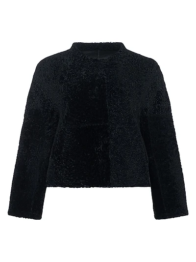 Reversible Collarless New Zealand Shearling Lamb Jacket