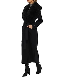 Double Face Loro Piana Wool and Cashmere Coat with Detachable Goat Collar Belt