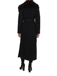 Double Face Loro Piana Wool and Cashmere Coat with Detachable Goat Collar Belt
