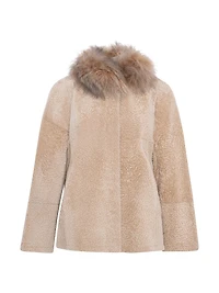Reversible New Zealand Shearling Lamb Jacket with Select Mongolian Collar