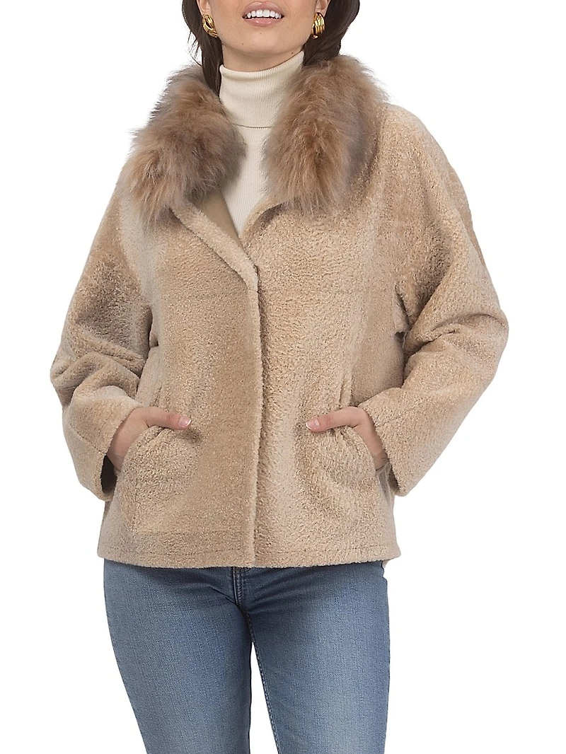 Reversible New Zealand Shearling Lamb Jacket with Select Mongolian Collar