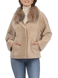 Reversible New Zealand Shearling Lamb Jacket with Select Mongolian Collar