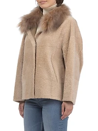 Reversible New Zealand Shearling Lamb Jacket with Select Mongolian Collar