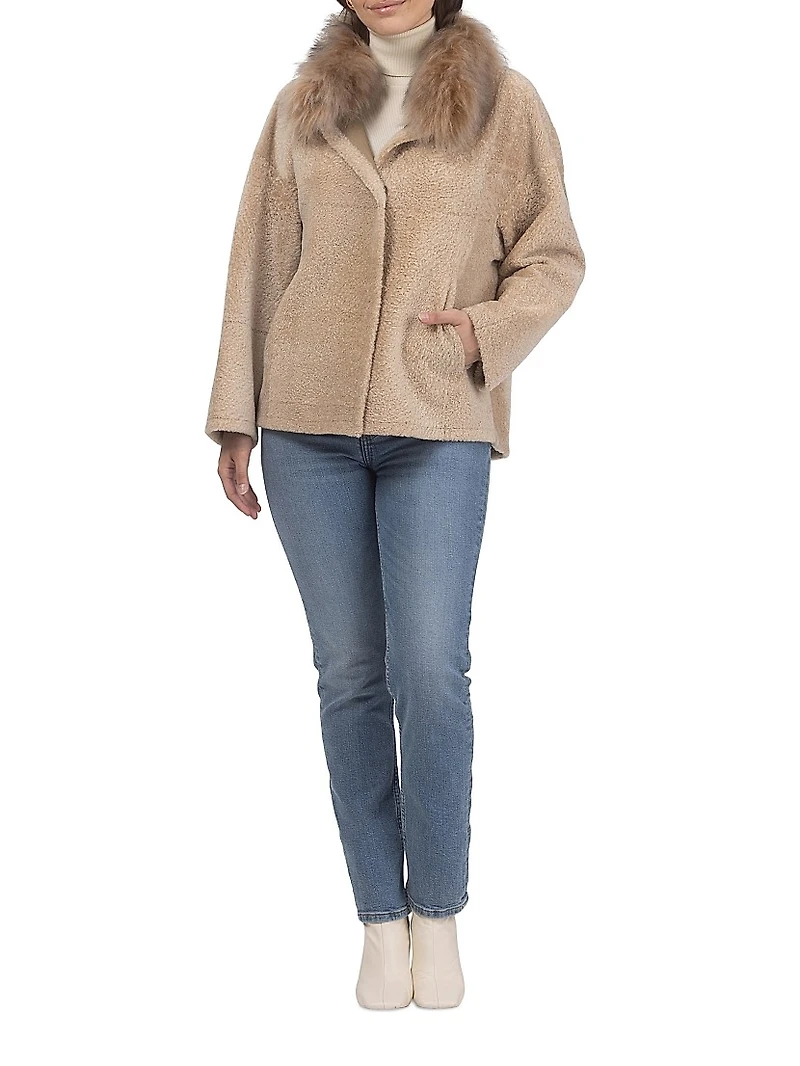 Reversible New Zealand Shearling Lamb Jacket with Select Mongolian Collar