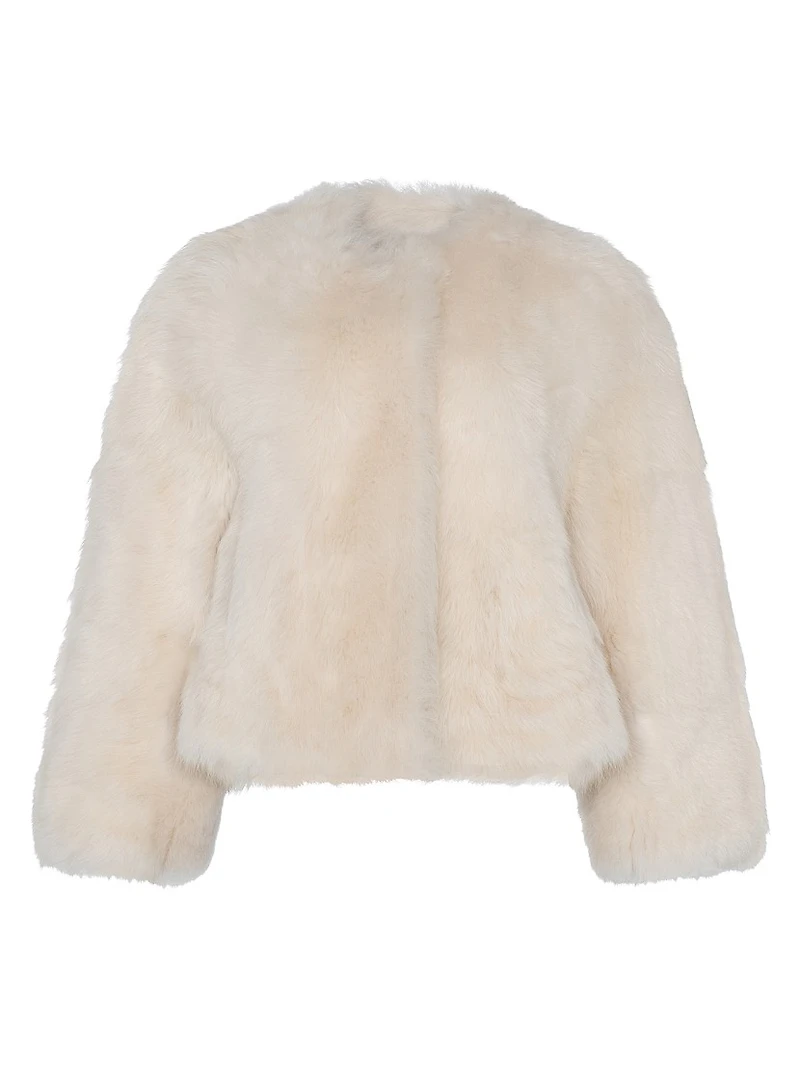 Reversible Collarless Toscana Shearling Lamb Jacket
