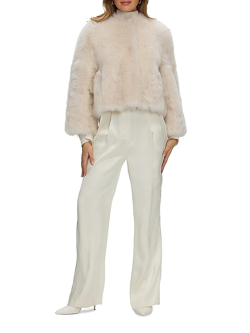 Reversible Collarless Toscana Shearling Lamb Jacket
