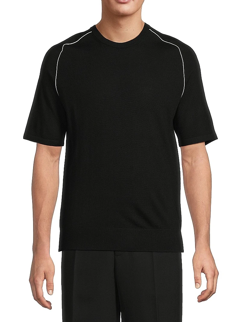 Contrast Seam Wool T-Shirt