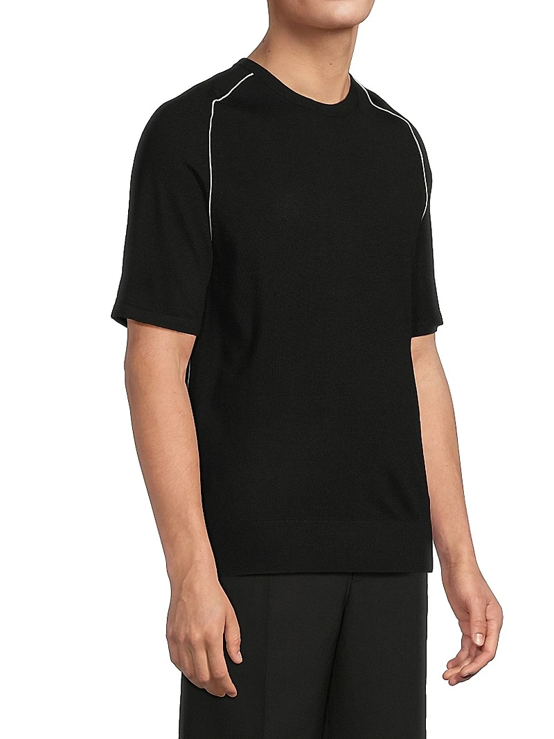 Contrast Seam Wool T-Shirt