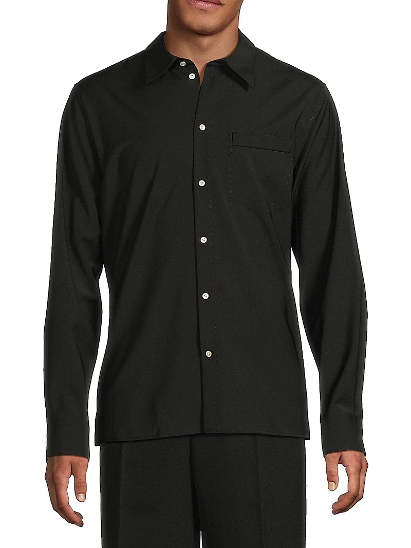 Wool Button-Front Shirt