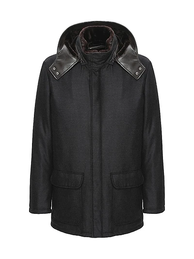 Wool and Cashmere Blend Parka with Shearling Lining