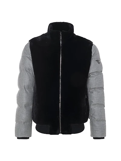 Merino Shearling Lamb Bomber Jacket with Wool