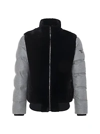 Merino Shearling Lamb Bomber Jacket with Wool