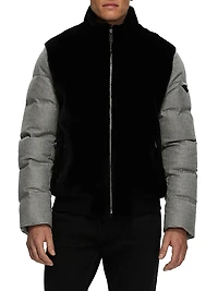 Merino Shearling Lamb Bomber Jacket with Wool