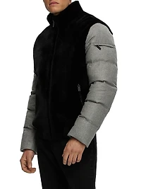 Merino Shearling Lamb Bomber Jacket with Wool