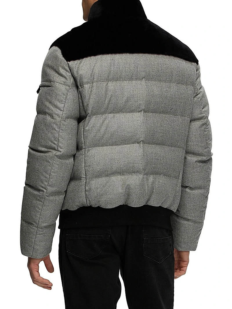Merino Shearling Lamb Bomber Jacket with Wool