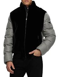 Merino Shearling Lamb Bomber Jacket with Wool