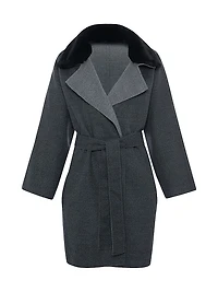 Reversible Loro Piana Wool Stroller with Detachable Select Shearling Lamb Collar, Belt