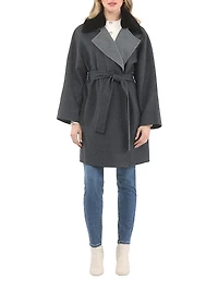 Reversible Loro Piana Wool Stroller with Detachable Select Shearling Lamb Collar, Belt