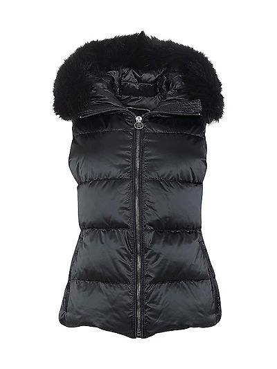 Apres-Ski Vest with Detachable Toscana Shearling Lamb Hood Trim