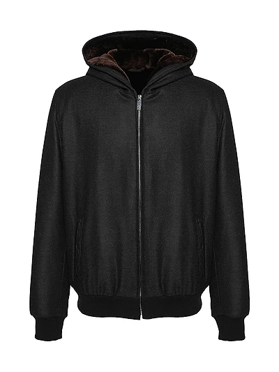 Wool and Cashmere Jacket with Select Shearling Lamb Lining