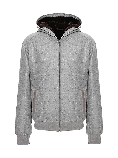 Wool and Cashmere Jacket with Select Shearling Lamb Lining