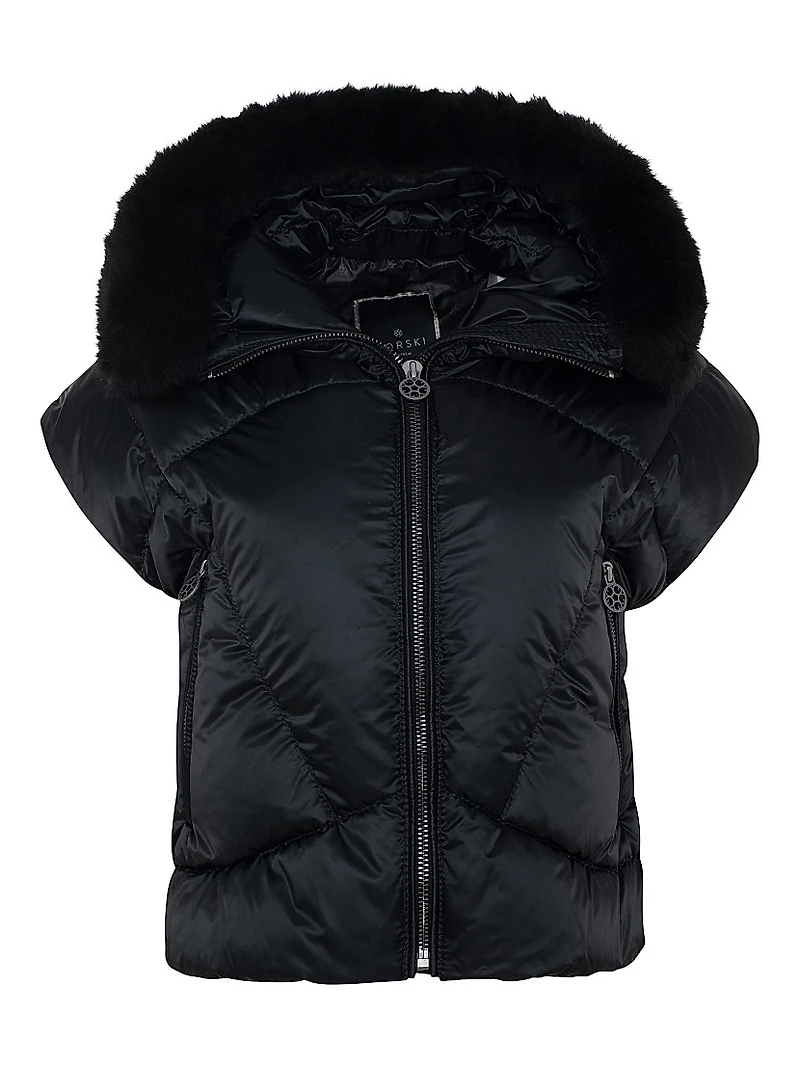 Apres-Ski Vest with Detachable Toscana Shearling Lamb Hood Trim