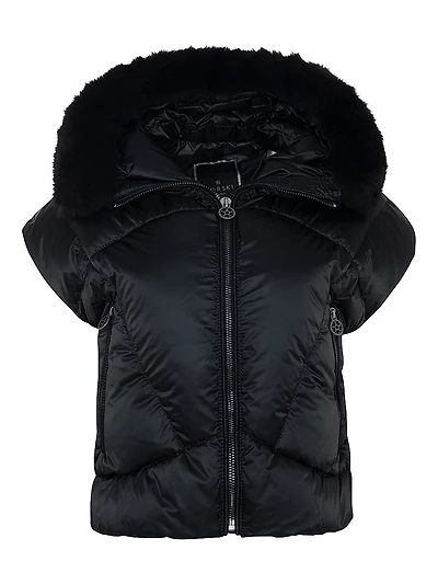 Apres-Ski Vest with Detachable Toscana Shearling Lamb Hood Trim