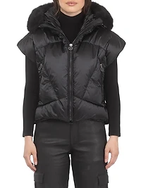 Apres-Ski Vest with Detachable Toscana Shearling Lamb Hood Trim