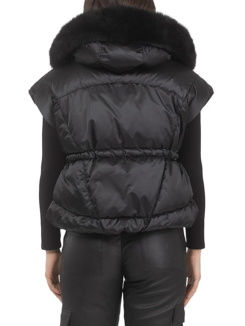 Apres-Ski Vest with Detachable Toscana Shearling Lamb Hood Trim