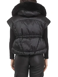 Apres-Ski Vest with Detachable Toscana Shearling Lamb Hood Trim