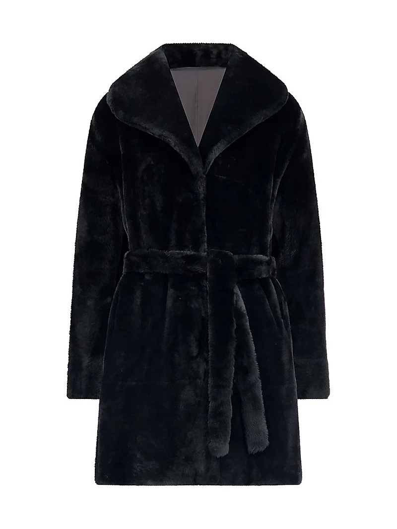 Shearling Lamb Stroller Reversible to Taffeta Belt