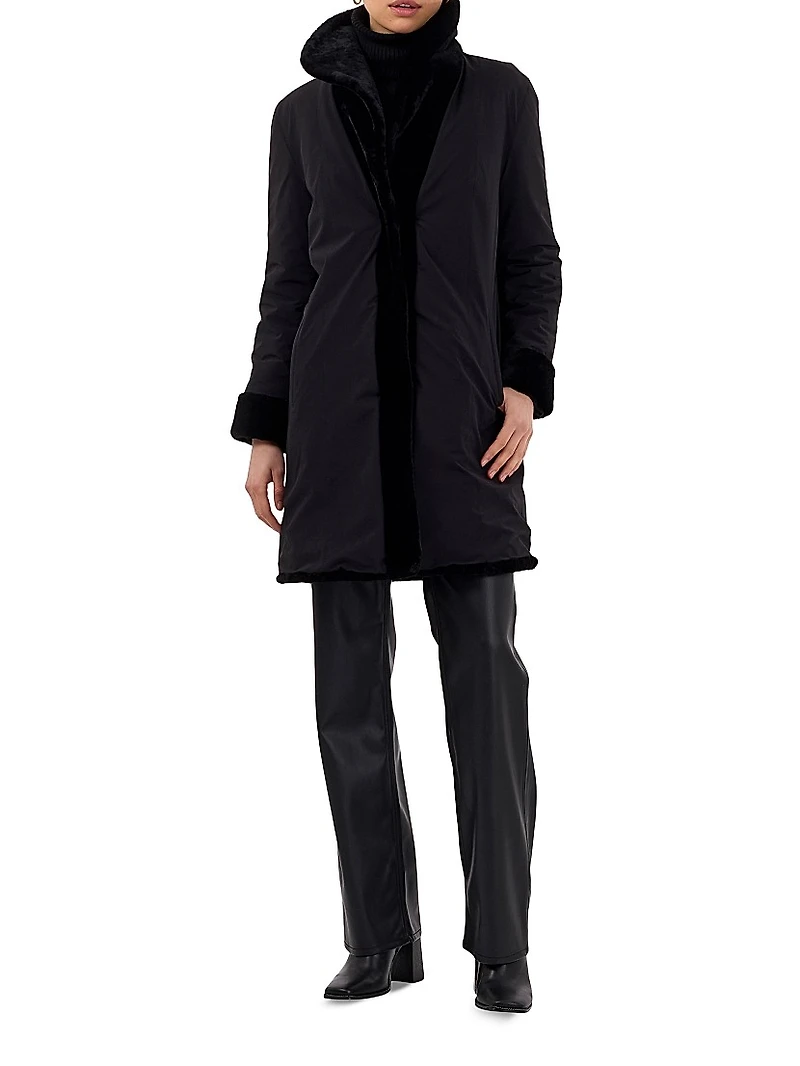 Shearling Lamb Stroller Reversible to Taffeta Belt