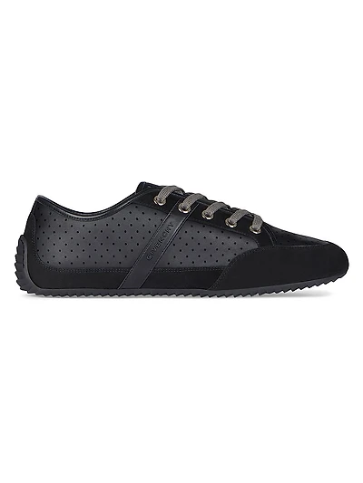 Slim Sneakers Perforated Leather and Suede