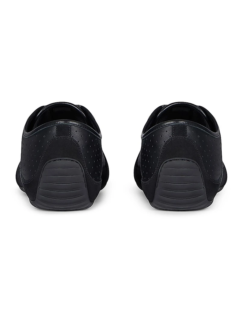 Slim Sneakers Perforated Leather and Suede