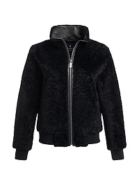 Shearling Lamb Bomber Jacket with Leather Trim