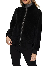 Shearling Lamb Bomber Jacket with Leather Trim