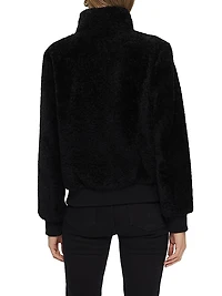 Shearling Lamb Bomber Jacket with Leather Trim