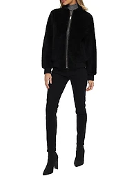 Shearling Lamb Bomber Jacket with Leather Trim