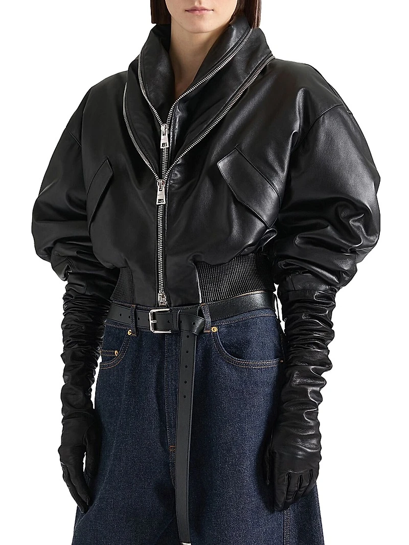 Bomber Nappa Leather with Zipped Shawl Collar