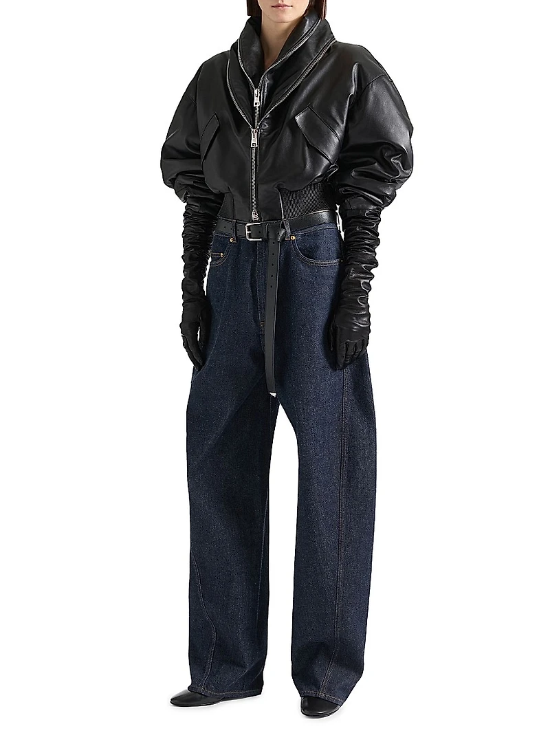 Bomber Nappa Leather with Zipped Shawl Collar