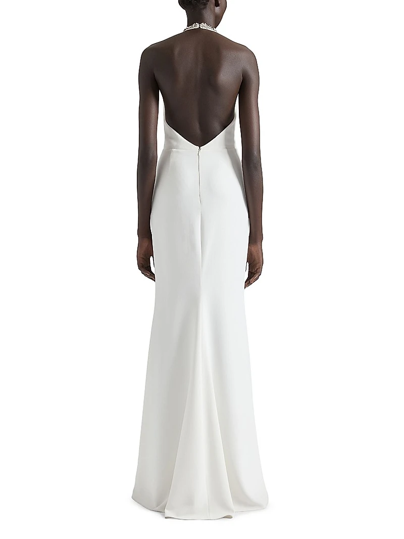 Textured Evening Dress with Crystals