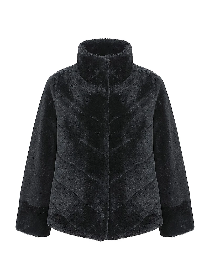 Reversible Merino Shearling Lamb Chevron Jacket