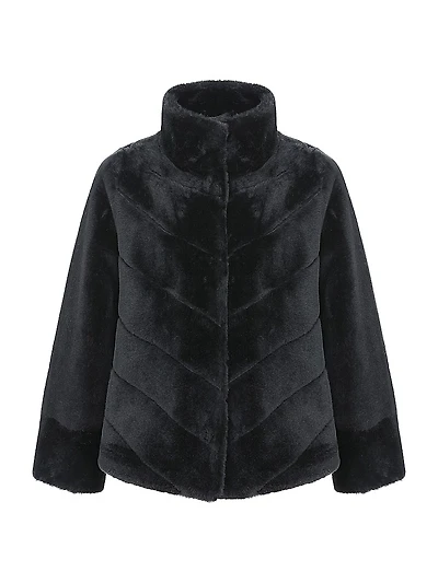 Reversible Merino Shearling Lamb Chevron Jacket